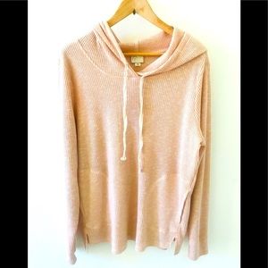 Anthropologie Pastel Pink ribbed hoodie size L